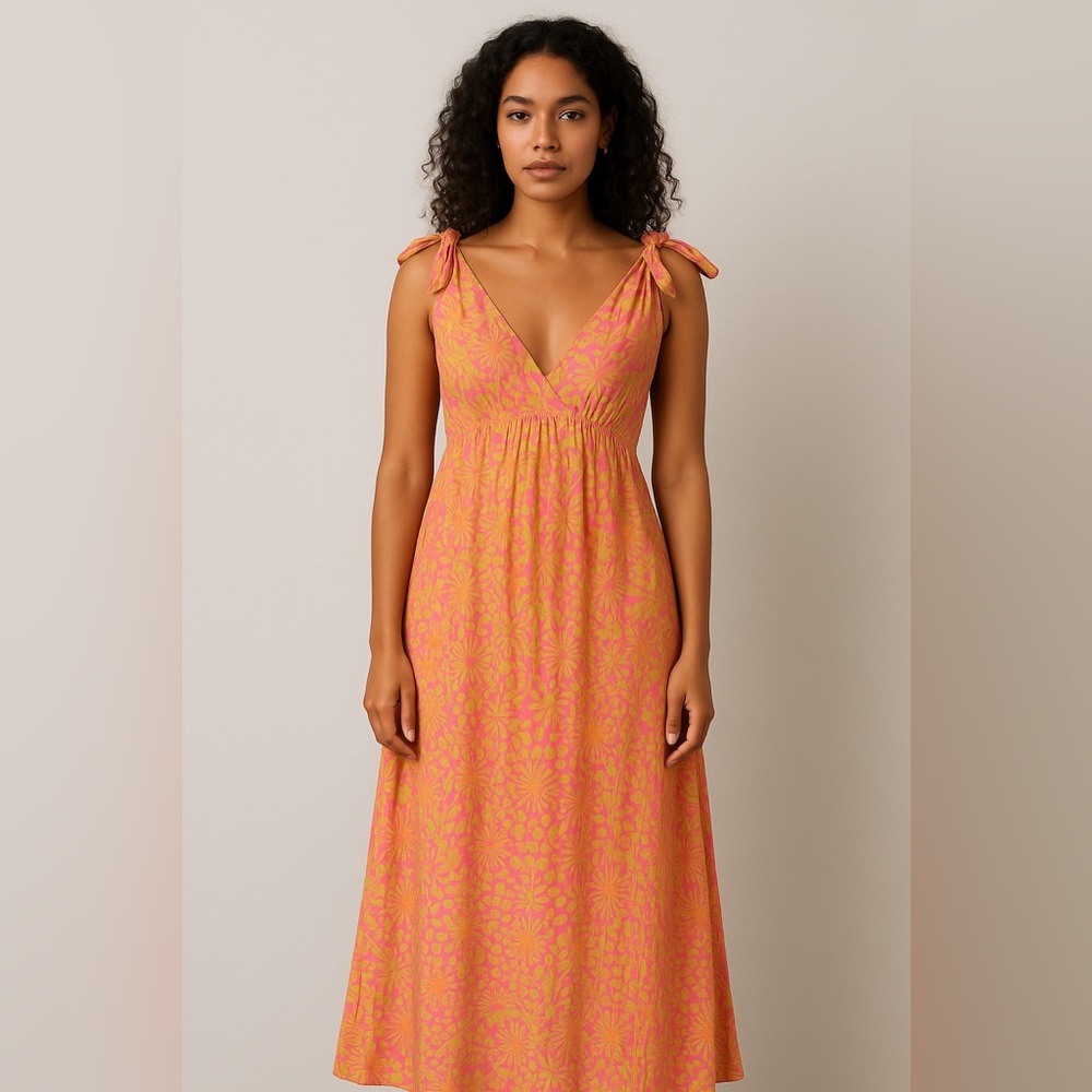 New maaji maxi dress tie on shoulders viscose S
